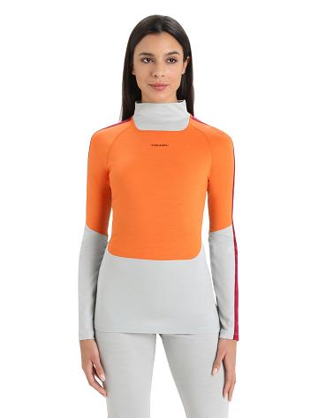 Base Layers Icebreaker Merino 200 Sonebula Long Sleeve High Neck Thermal Top Damskie Pomarańczowe Szare | PL 1091JPQJ